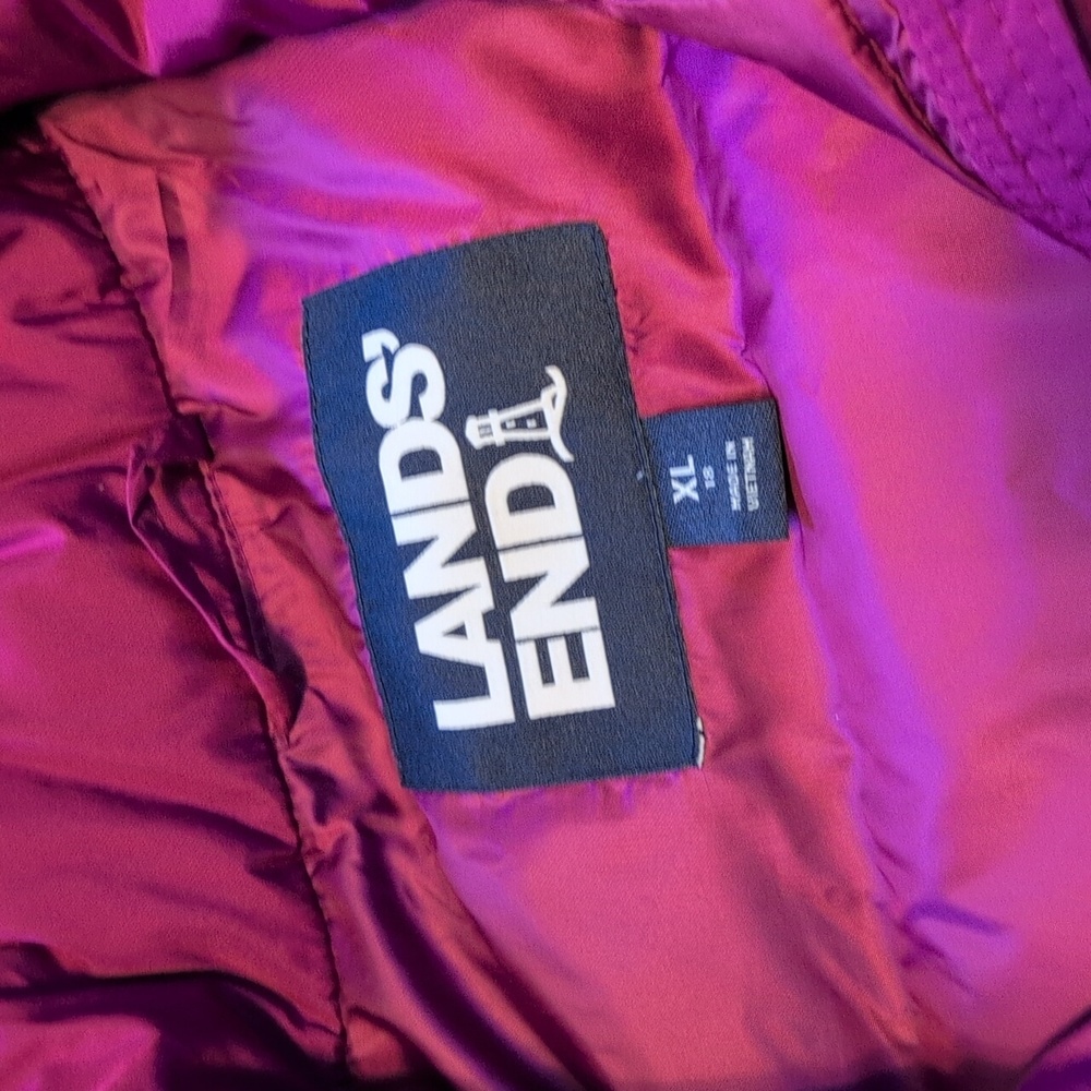 Lands End Down Vest Women's Pink Purple Fushia Full Zip Winter Vest 18 - Picture 5 of 8